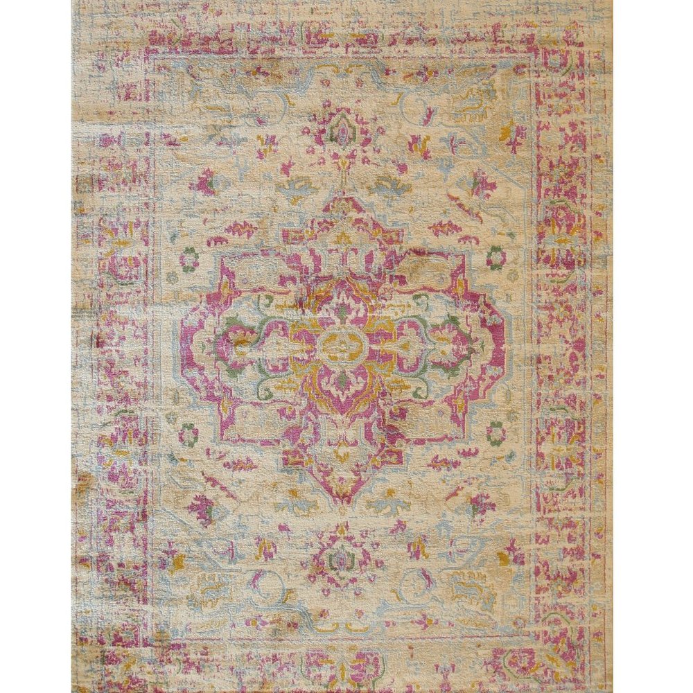 Ivory machine-made Polypropylene Bohemian Capella Rug, 5'3 x 7'3